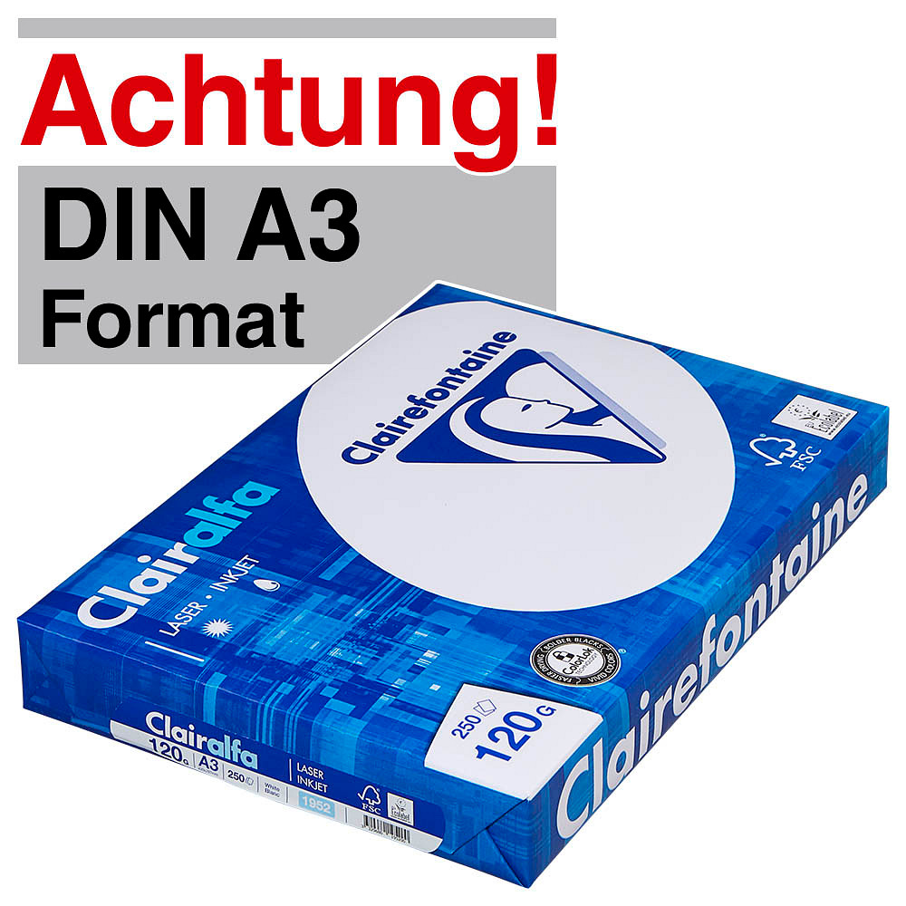 Clairefontaine Kopierpapier Clairalfa DIN A3 120 G/qm 250 Blatt ...